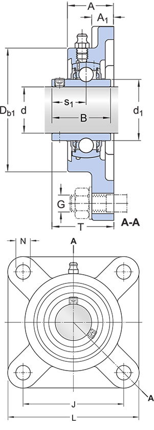 SKF UCF 206/H Yataklı Rulman Teknik Çizimi